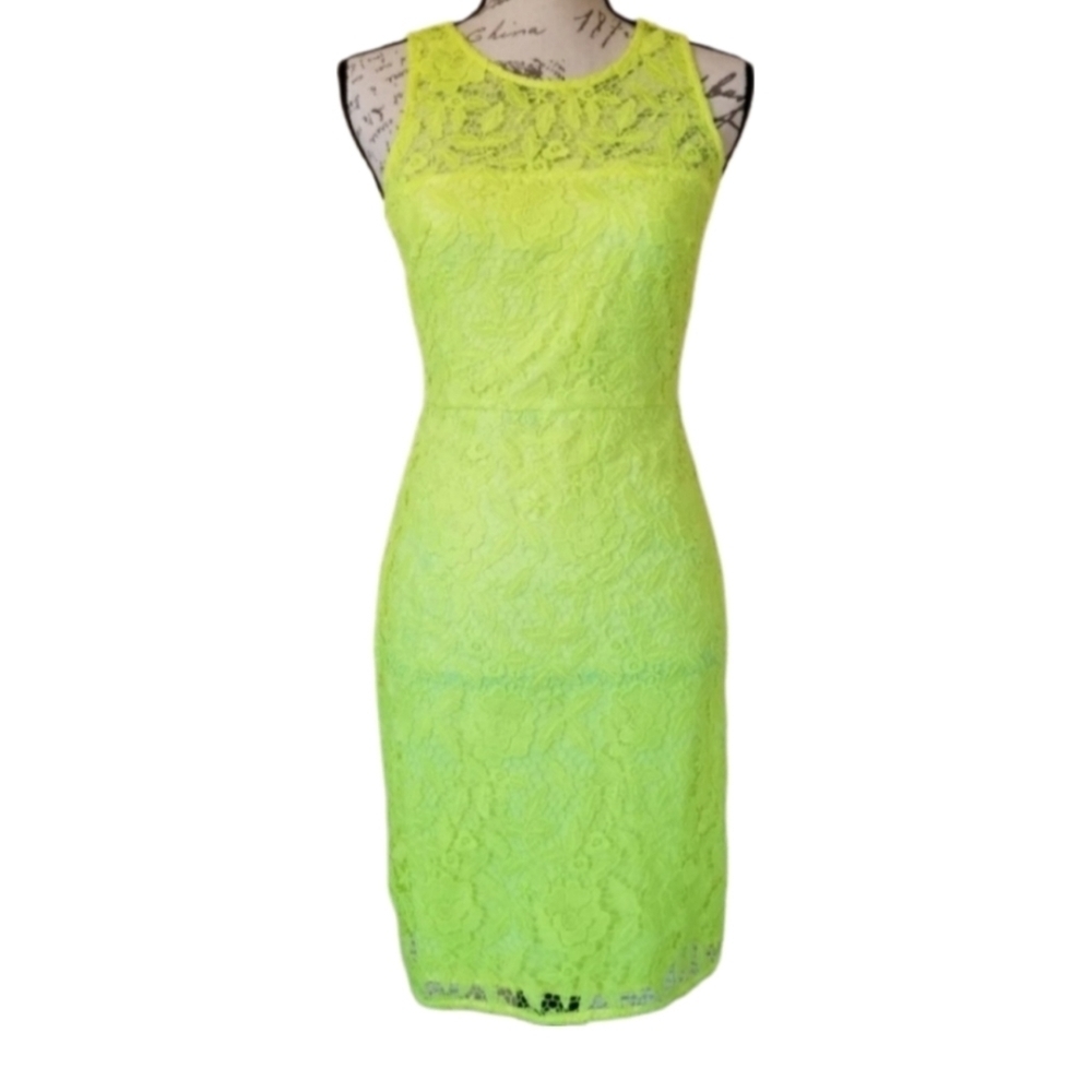 J. Crew Citrus Yellow Sleeveless Lace Dress, Size 0 - Picture 3 of 3
